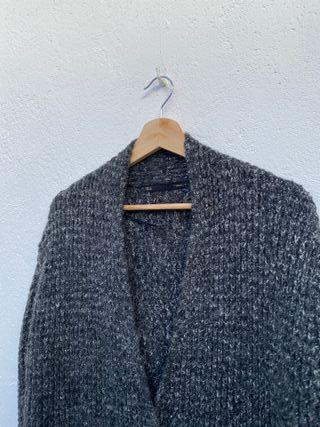 Cárdigan Sfera Punto Grueso Gris Jaspeado