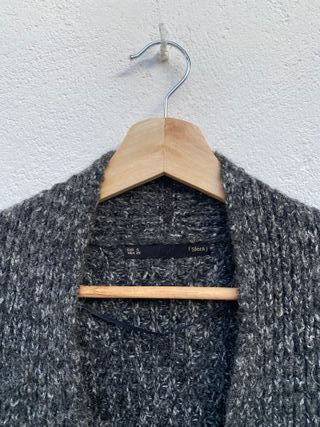 Cárdigan Sfera Punto Grueso Gris Jaspeado