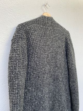 Cárdigan Sfera Punto Grueso Gris Jaspeado