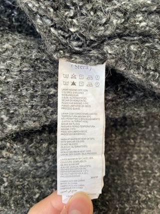 Cárdigan Sfera Punto Grueso Gris Jaspeado