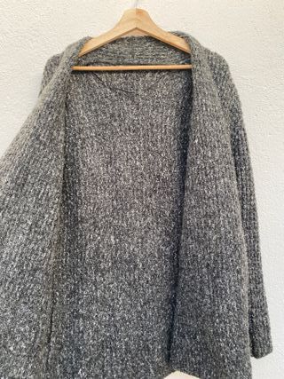 Cárdigan Sfera Punto Grueso Gris Jaspeado