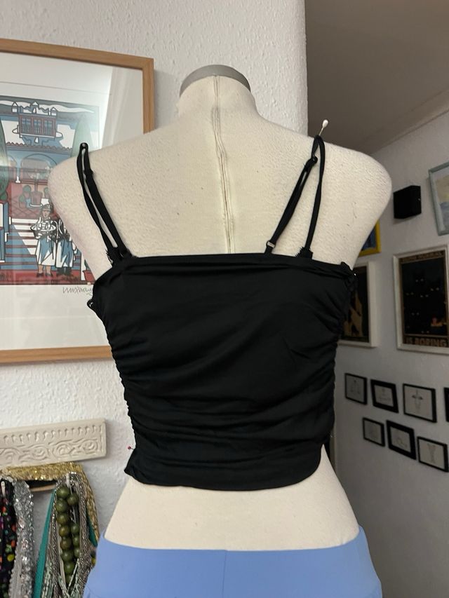 Top tirantes encaje negro talla XS