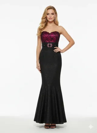 Vestido Cabotine Negro y Fucsia Talla 38