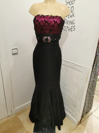 Vestido Cabotine Negro y Fucsia Talla 38