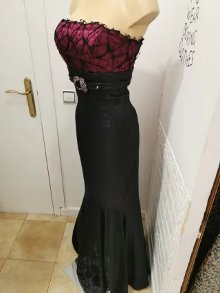 Vestido Cabotine Negro y Fucsia Talla 38