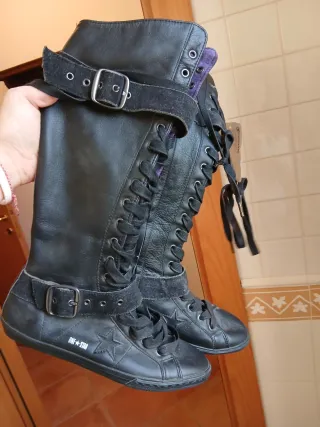 Converse Stivali Pelle Neri con Lacci