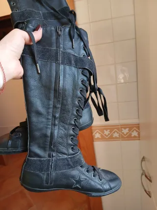 Converse Stivali Pelle Neri con Lacci