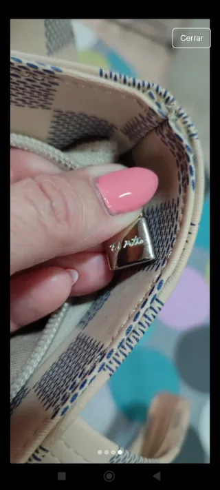 Bolso el potro cuadros blanco y gris