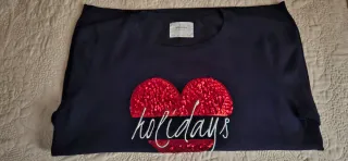 Jersey azul con corazón lentejuelas