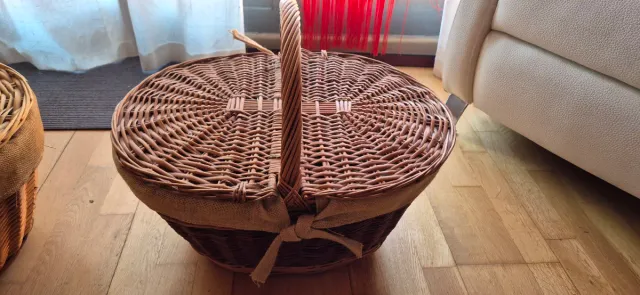 Cesta Picnic Setas Mimbre Yute Beige Marrón