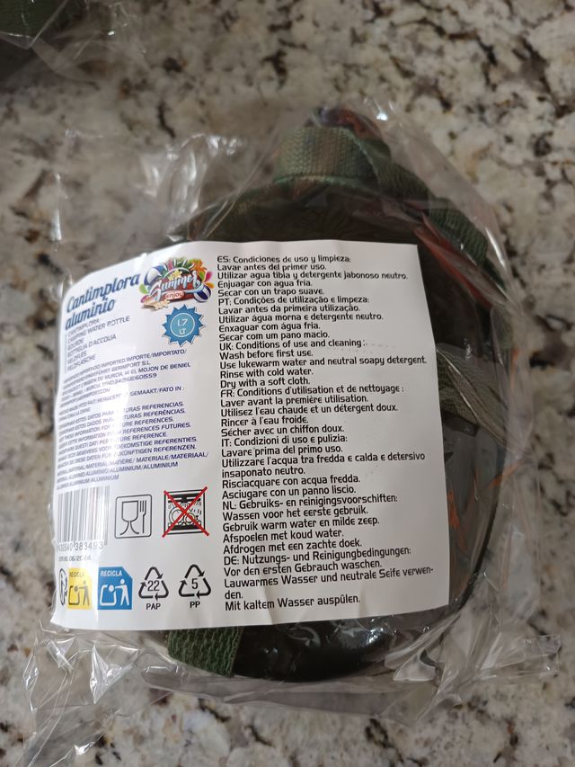 Cantimplora aluminio 1.7L militar camping