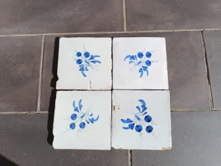 4 Azulejos Antiguos, rajoles siglo XIX