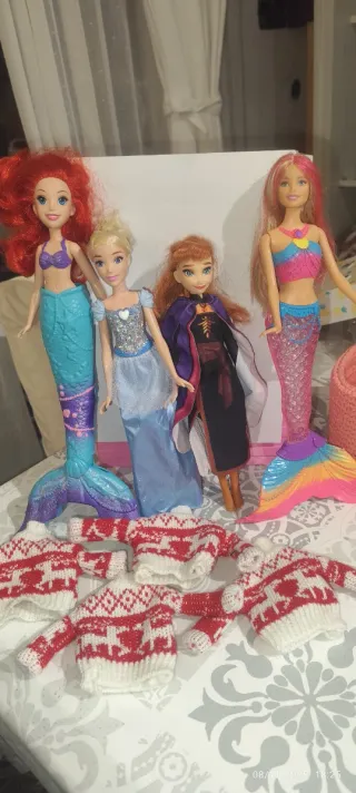 Muñecas Barbie Sirena, Ariel, Ana, Elsa