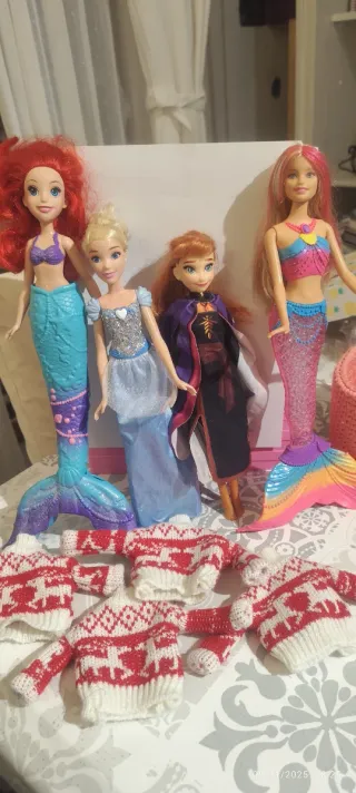 Muñecas Barbie Sirena, Ariel, Ana, Elsa
