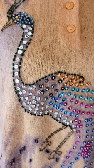 Maglioncino lana corto con pavone