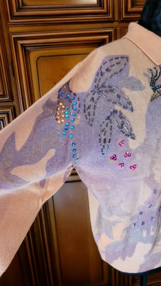 Maglioncino lana corto con pavone