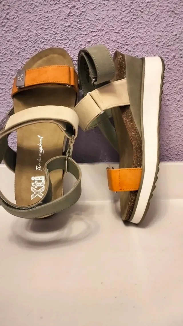 Sandalias Xti Beige, Verde Oliva y Naranja