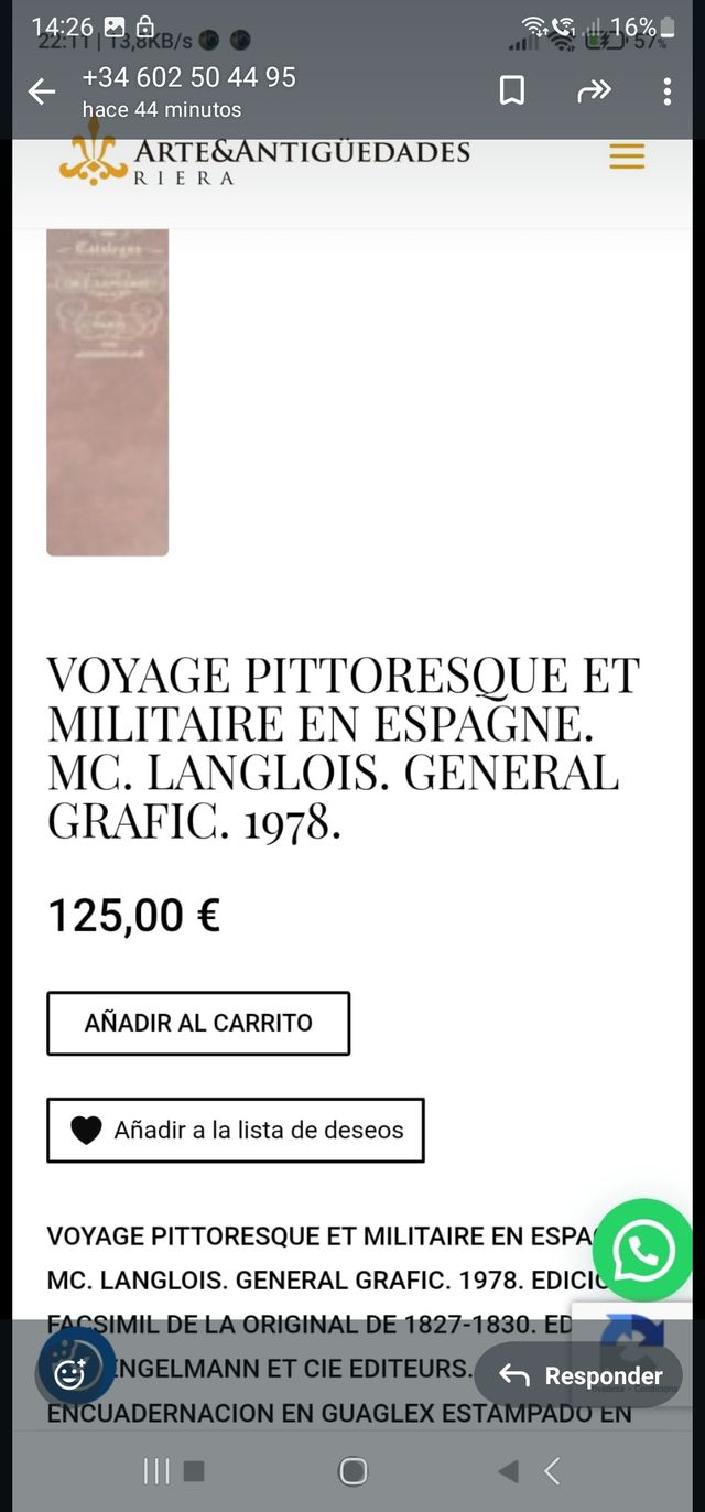 Libro Voyage Pittoresque et Militaire Espagne