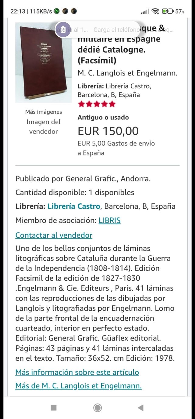 Libro Voyage Pittoresque et Militaire Espagne