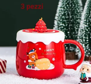 Tazza natalizia con renna e albero di Natale