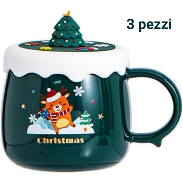 Tazza natalizia con renna e albero di Natale