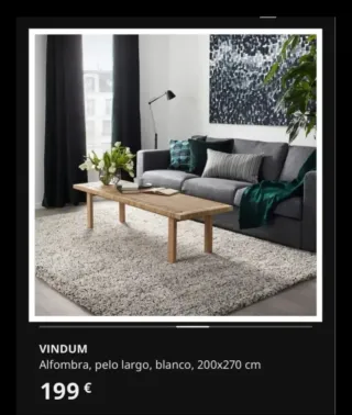 Alfombra Ikea Vindun Blanco y Negro