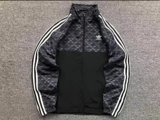 Chaqueta Adidas Negra y Gris Estampada