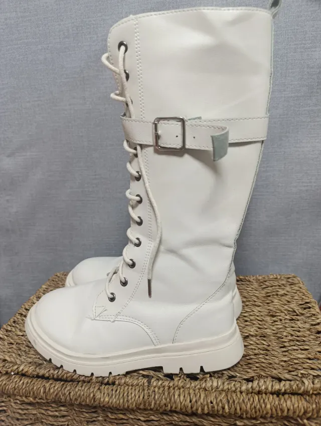 Botas altas niña talla 35 blancas