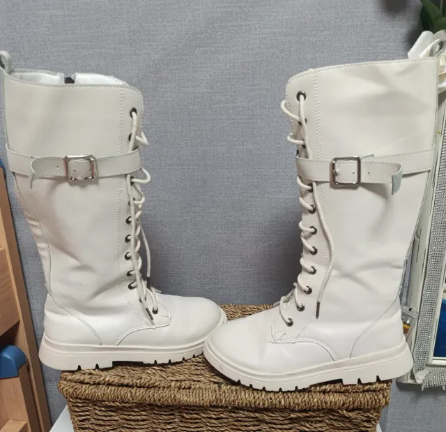 Botas altas niña talla 35 blancas
