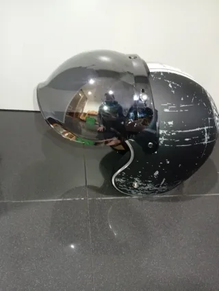 Casco Jet Custom Negro Calavera