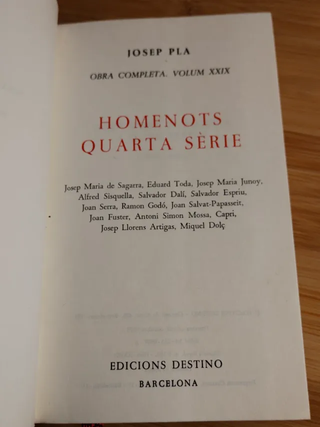 Josep Pla, Obra Completa, 29 HOMENOTS 4a sèrie