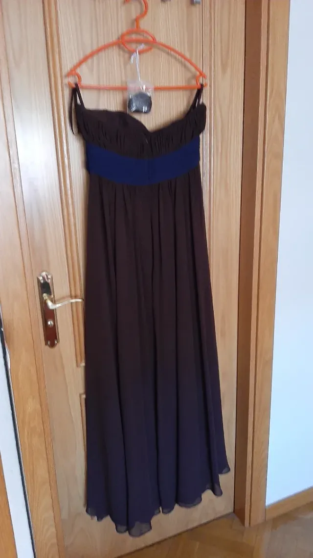 Vestido fiesta palabra de honor azul