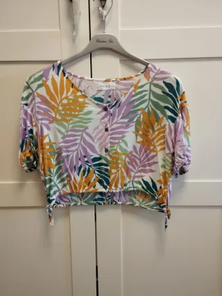 Camisa estampada hojas multicolor talla M