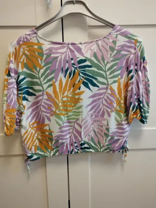 Camisa estampada hojas multicolor talla M