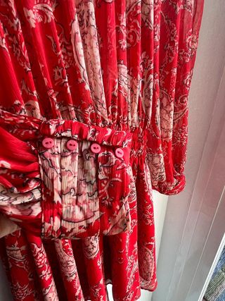 Vestido Zara Estampado Paisley Rojo