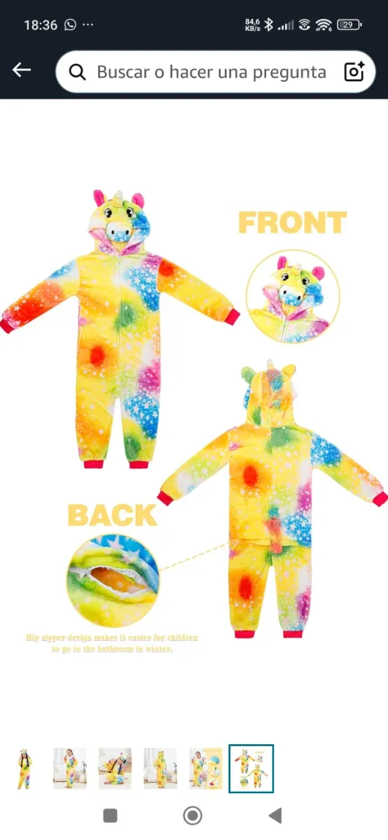 Pijama Unicornio Multicolor Talla 3-4 años
