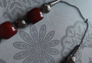 Collana indiana rossa e argento