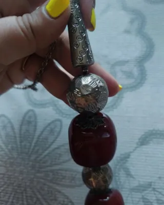 Collana indiana rossa e argento