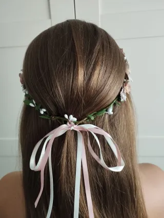 Corona Comunión flores y lazos