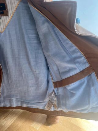 Cazadora biker de piel marrón - Massimo Dutti