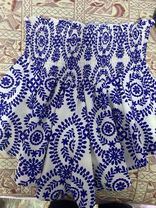 Falda pantalón Shein azul y blanco