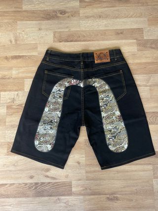 Pantalones Evisu Negros Vaqueros/Tejanos