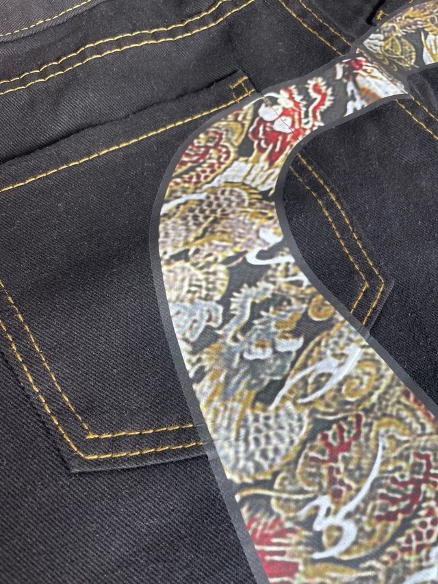 Pantalones Evisu Negros Vaqueros/Tejanos