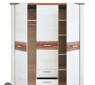 Armario 3 puertas madera blanco y marrón
