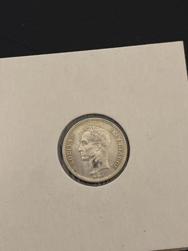 Moneda Plata Venezuela 1954 25 Centavos