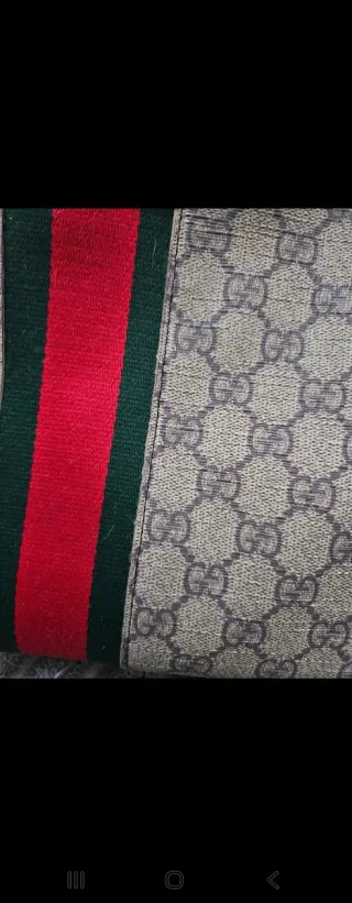 Neceser Gucci Beige con Raya Roja y Verde
