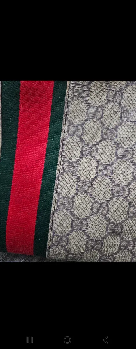 Neceser Gucci Beige con Raya Roja y Verde