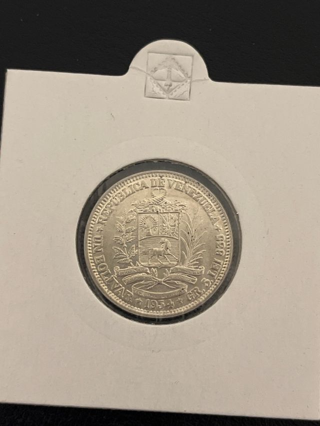 Moneda Plata Venezuela 1 Bolívar 1954