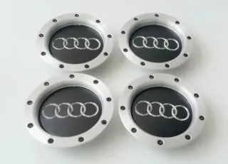4 TAPAS BUJE CENTRO RUEDA LLANTA AUDI 146MM NEGRAS