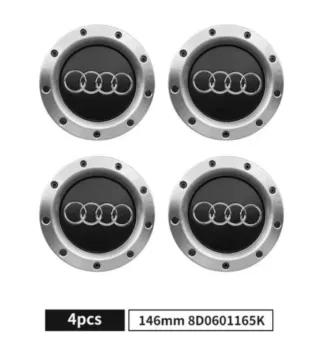 4 TAPAS BUJE CENTRO RUEDA LLANTA AUDI 146MM NEGRAS